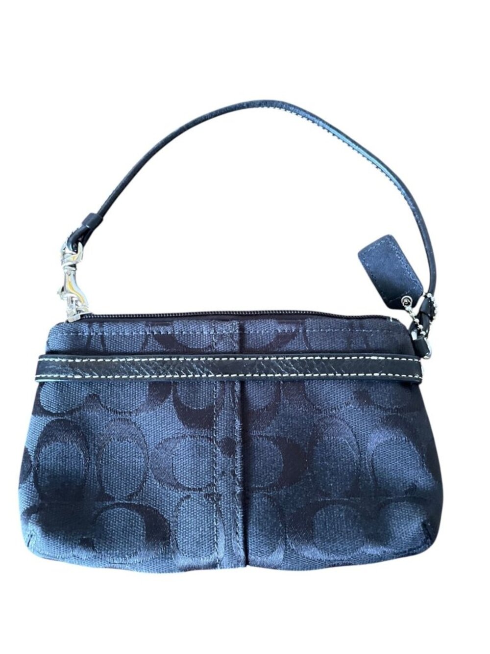 RARE Coach Jacquard Python Stripe Demi Pouch Wristlet Black and Grey Snakeskin - Picture 5 of 10